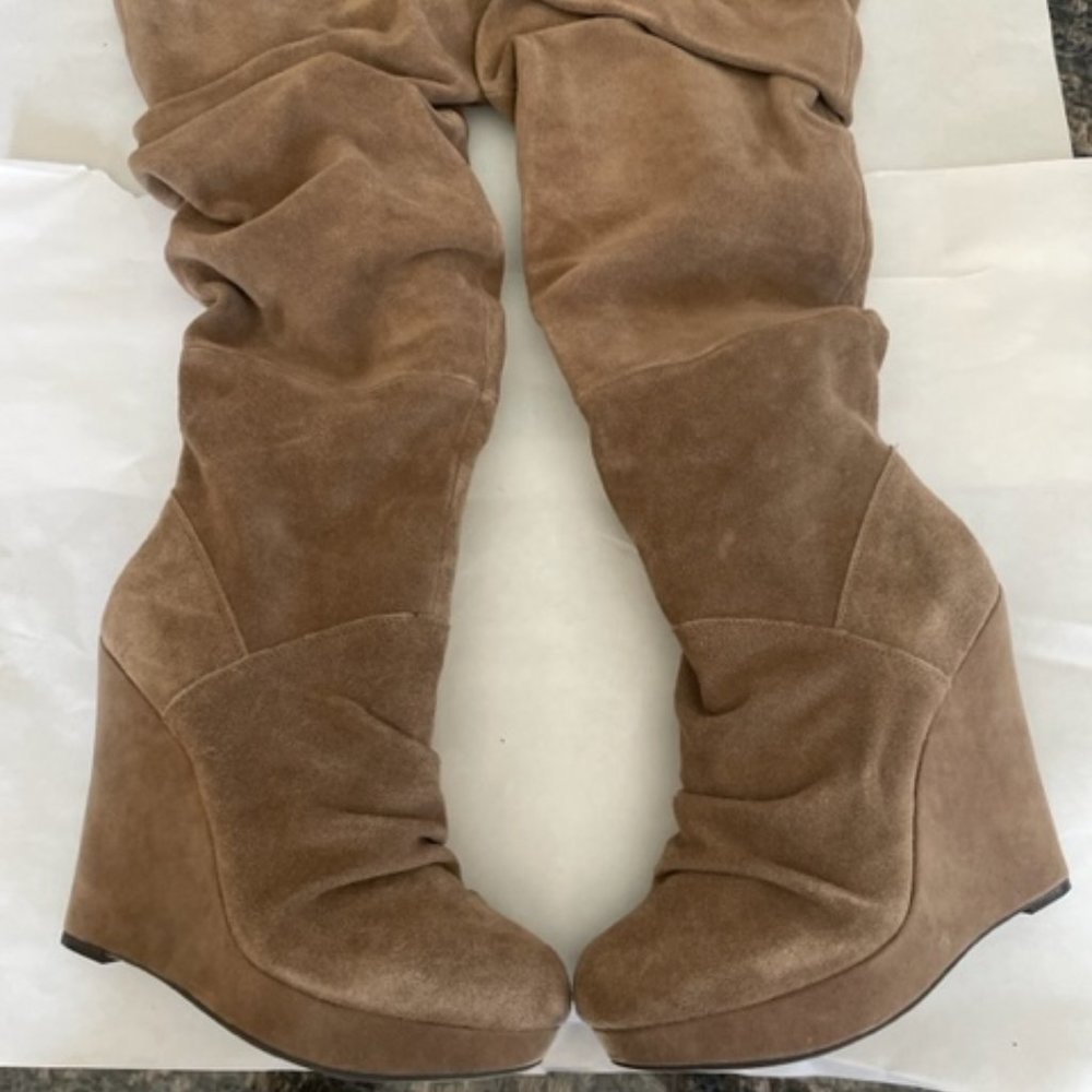 Steve Madden Knee high suede wedge boots